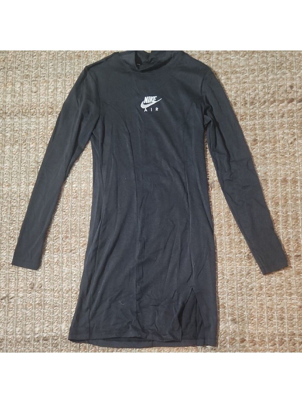Nike Grey Mock Neck Long Sleeve Unique Mini  Dress